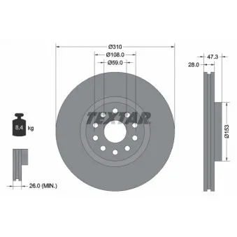 Jeu de 2 disques de frein avant TEXTAR 92097500