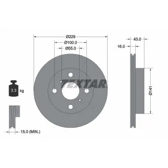 Jeu de 2 disques de frein avant TEXTAR 92097900