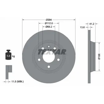 Jeu de 2 disques de frein arrière TEXTAR 92098103