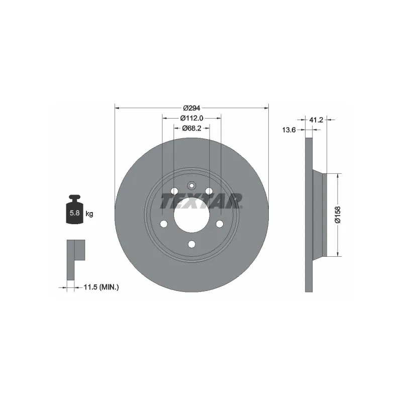Jeu de 2 disques de frein arrière TEXTAR 92098103