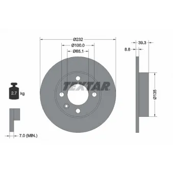 Jeu de 2 disques de frein arrière TEXTAR 92098203