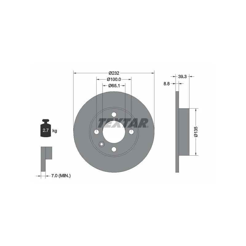 Jeu de 2 disques de frein arrière TEXTAR 92098203