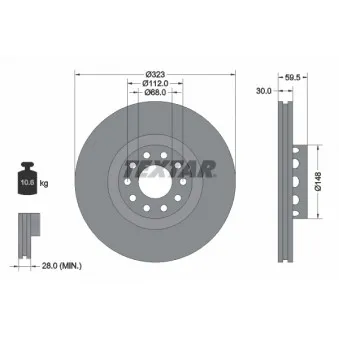 Jeu de 2 disques de frein avant TEXTAR 92098305