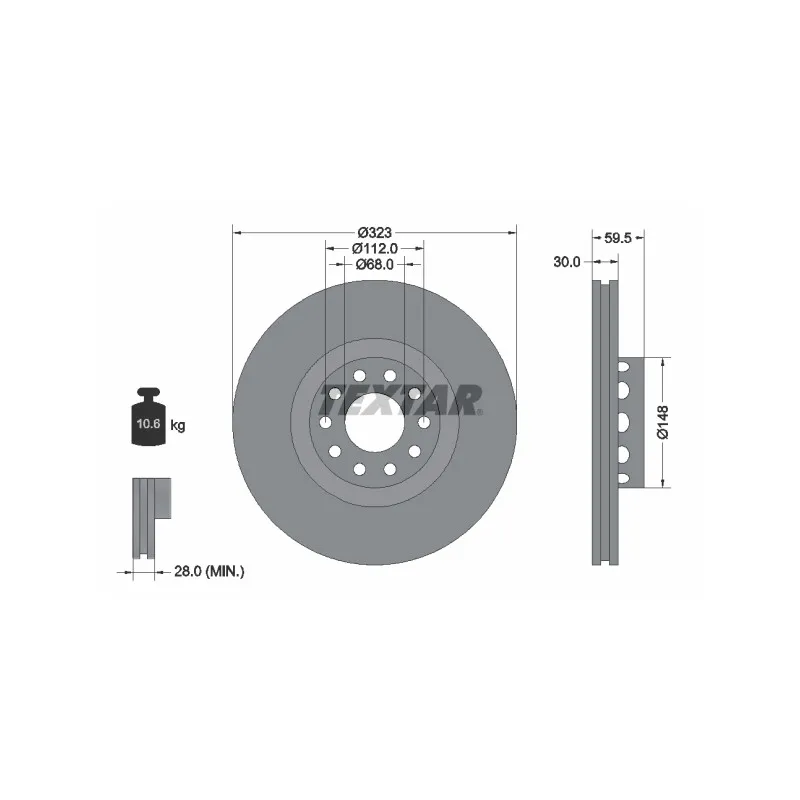 Jeu de 2 disques de frein avant TEXTAR 92098305