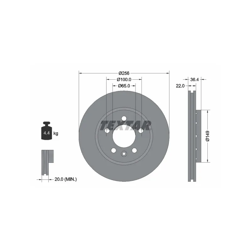 Jeu de 2 disques de frein arrière TEXTAR 92098603