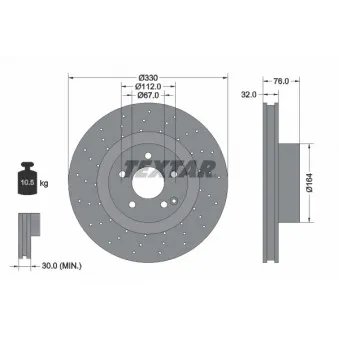 Jeu de 2 disques de frein avant TEXTAR 92099205