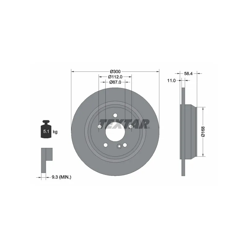 Jeu de 2 disques de frein arrière TEXTAR 92099403