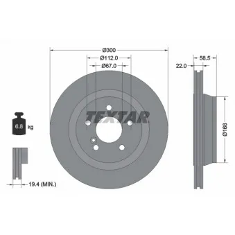 Jeu de 2 disques de frein arrière TEXTAR 92099503