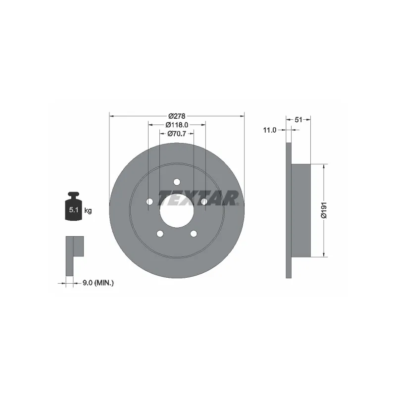 Jeu de 2 disques de frein arrière TEXTAR 92099800