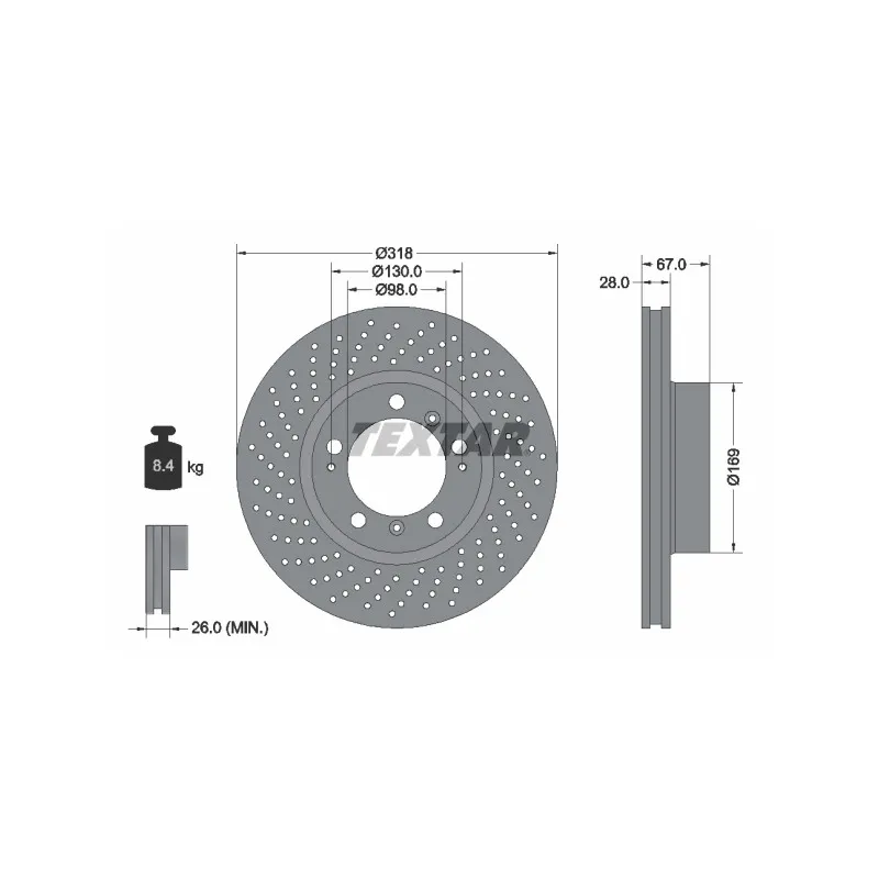 Disque de frein avant droit TEXTAR 92100007