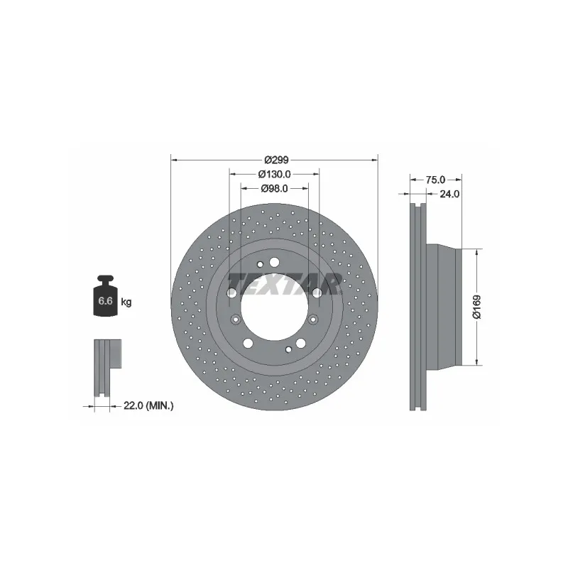 Jeu de 2 disques de frein arrière TEXTAR 92100107