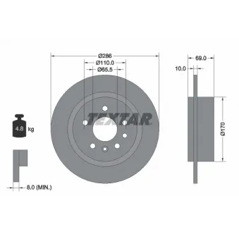 Jeu de 2 disques de frein arrière TEXTAR 92100200