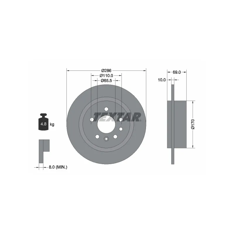 Jeu de 2 disques de frein arrière TEXTAR 92100200