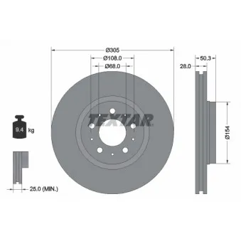 Jeu de 2 disques de frein avant TEXTAR 92100603
