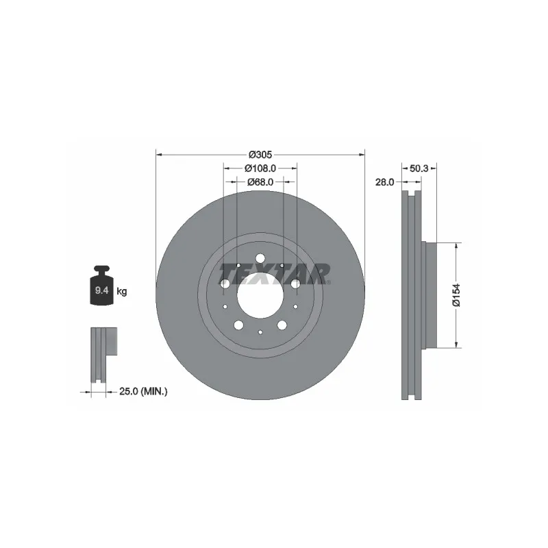 Jeu de 2 disques de frein avant TEXTAR 92100603