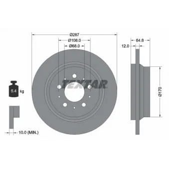 Jeu de 2 disques de frein arrière TEXTAR 92100703