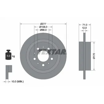 Jeu de 2 disques de frein arrière TEXTAR 92100800