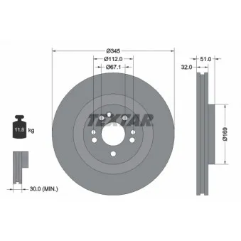 Jeu de 2 disques de frein avant TEXTAR 92103205