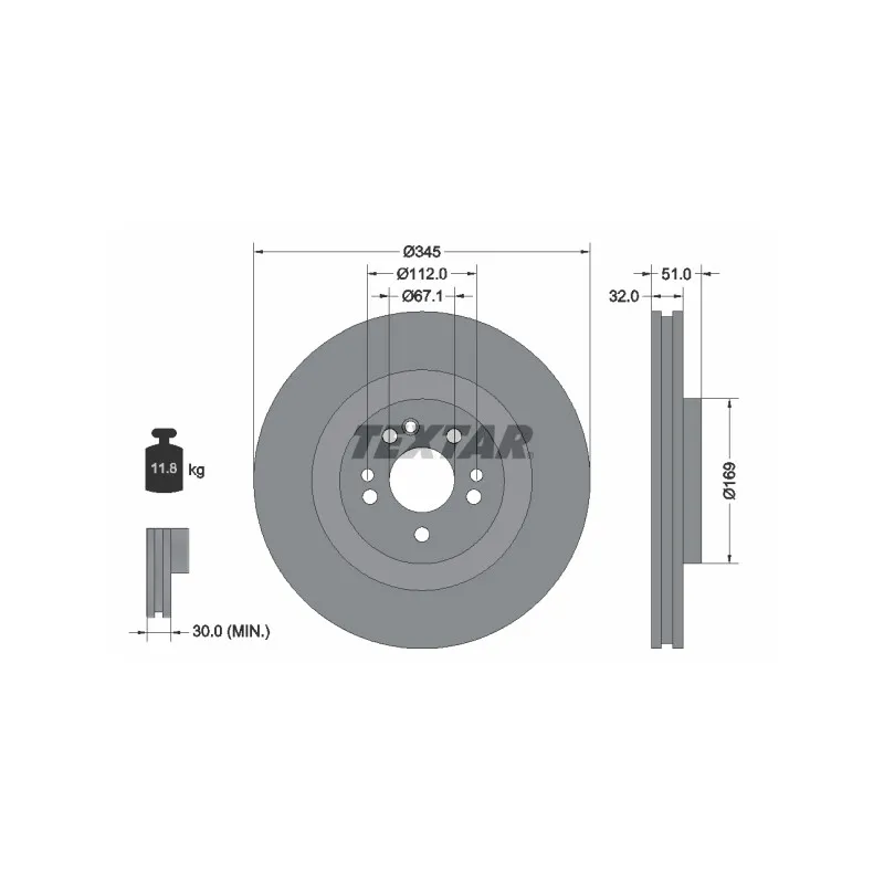 Jeu de 2 disques de frein avant TEXTAR 92103205