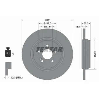Jeu de 2 disques de frein arrière TEXTAR 92103303