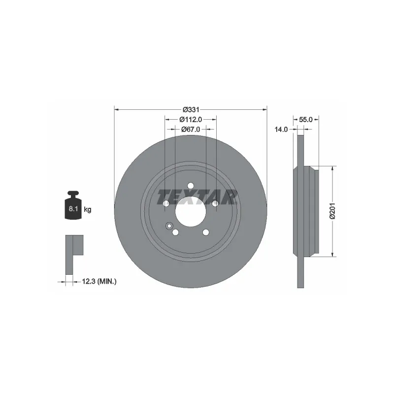 Jeu de 2 disques de frein arrière TEXTAR 92103303
