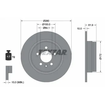 Jeu de 2 disques de frein arrière TEXTAR 92103500