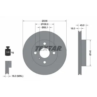 Jeu de 2 disques de frein avant TEXTAR 92103603
