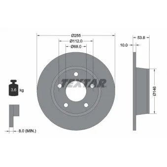 Jeu de 2 disques de frein arrière TEXTAR 92104103