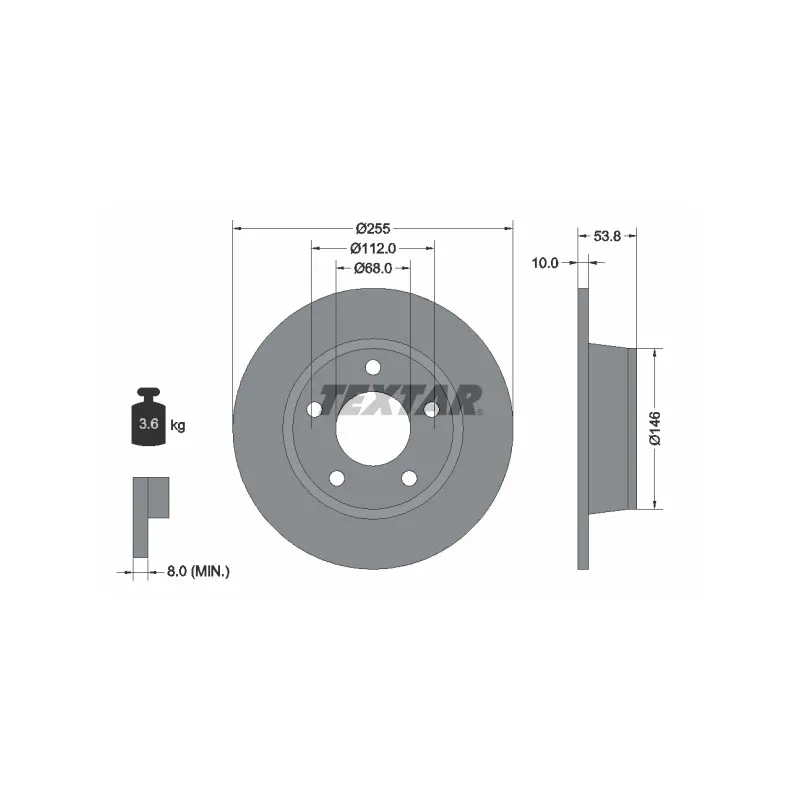 Jeu de 2 disques de frein arrière TEXTAR 92104103