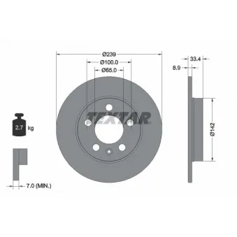 Jeu de 2 disques de frein arrière TEXTAR 92105803