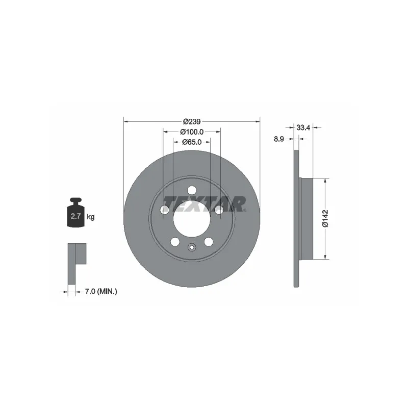 Jeu de 2 disques de frein arrière TEXTAR 92105803