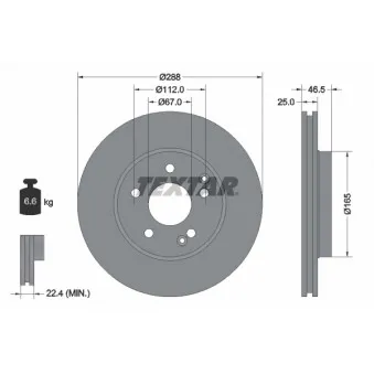 Jeu de 2 disques de frein avant TEXTAR 92105905