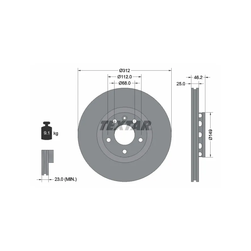 Jeu de 2 disques de frein avant TEXTAR 92106105