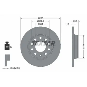 Jeu de 2 disques de frein arrière TEXTAR 92106303