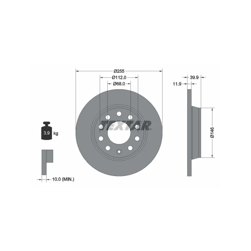 Jeu de 2 disques de frein arrière TEXTAR 92106303