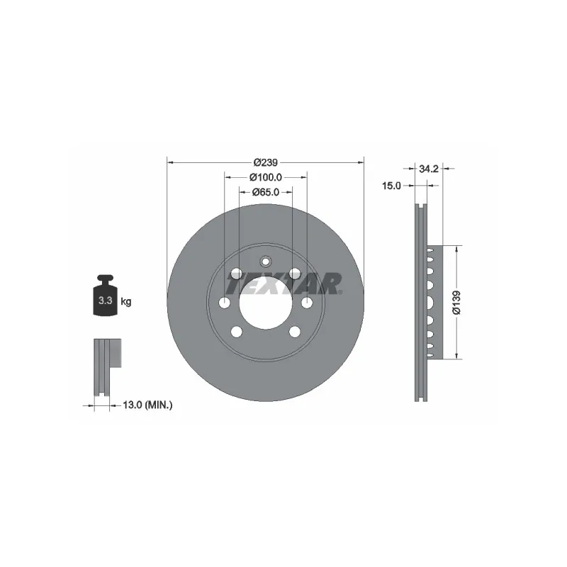 Jeu de 2 disques de frein avant TEXTAR 92106403