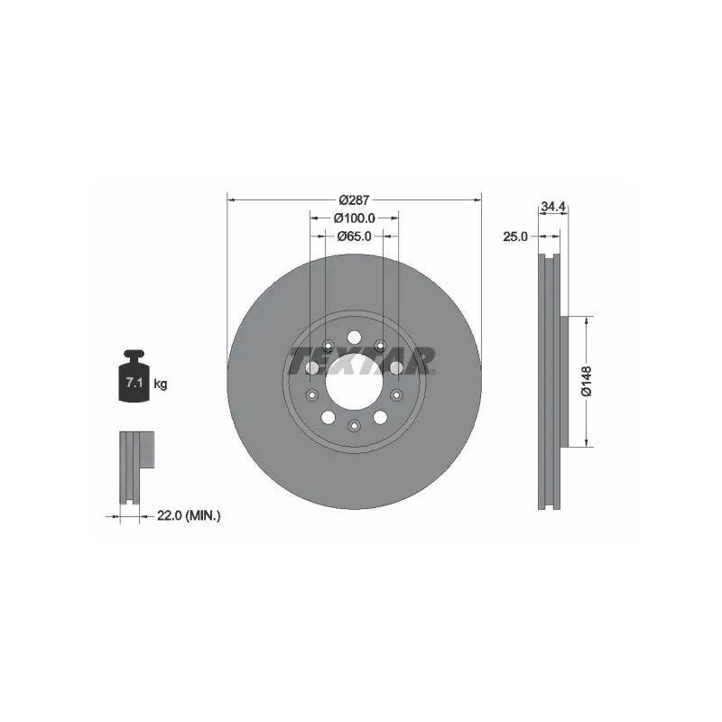 Jeu de 2 disques de frein avant TEXTAR 92106603