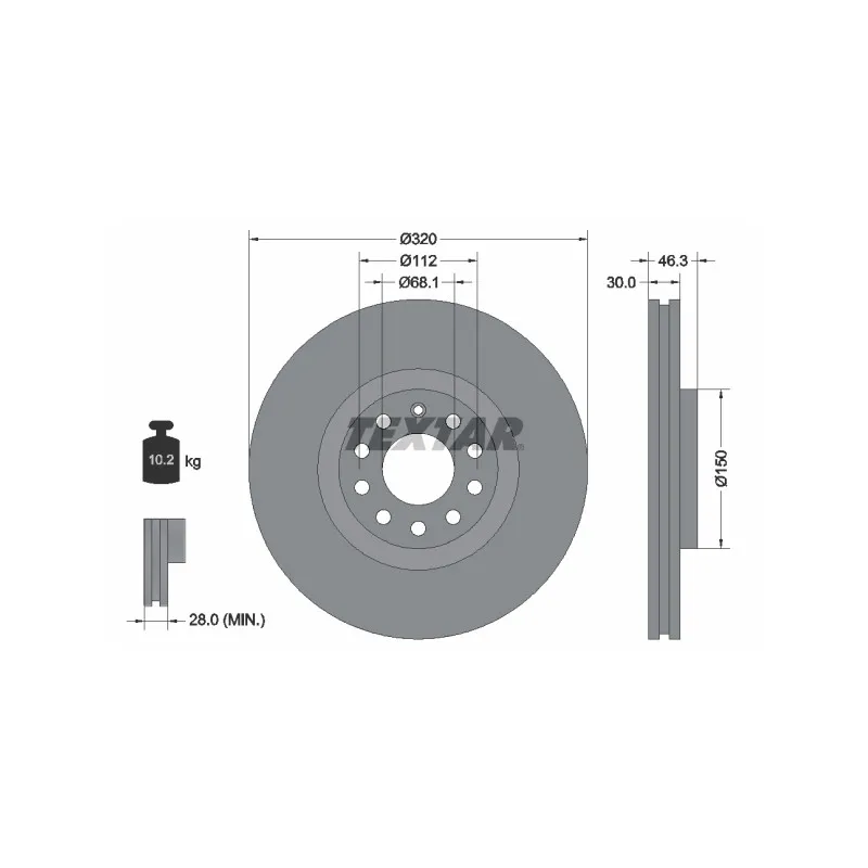 Jeu de 2 disques de frein avant TEXTAR 92106705