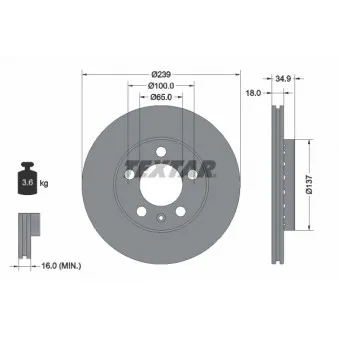 Jeu de 2 disques de frein avant TEXTAR 92106803