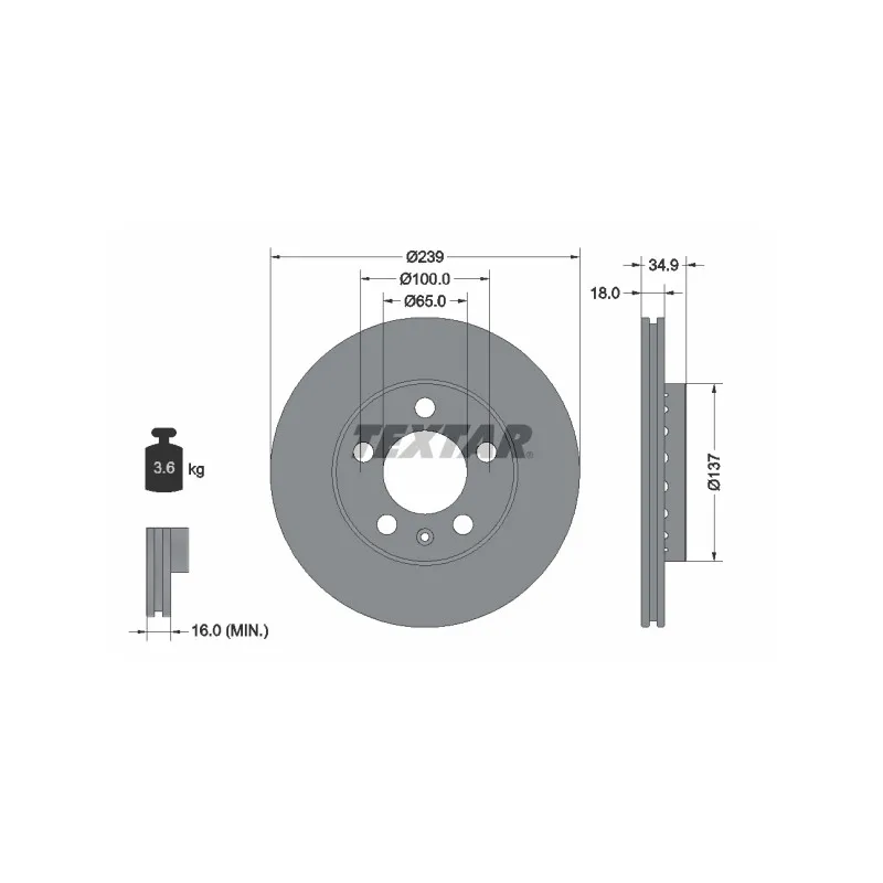 Jeu de 2 disques de frein avant TEXTAR 92106803