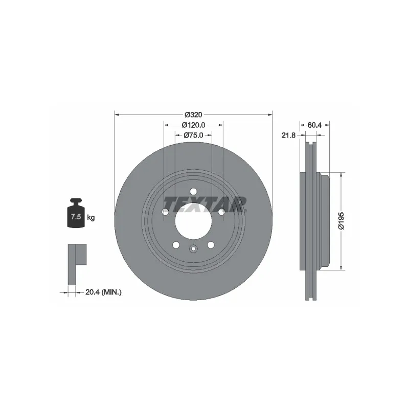 Jeu de 2 disques de frein arrière TEXTAR 92107003
