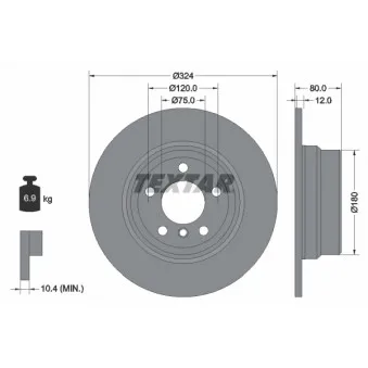 Jeu de 2 disques de frein arrière TEXTAR 92107403