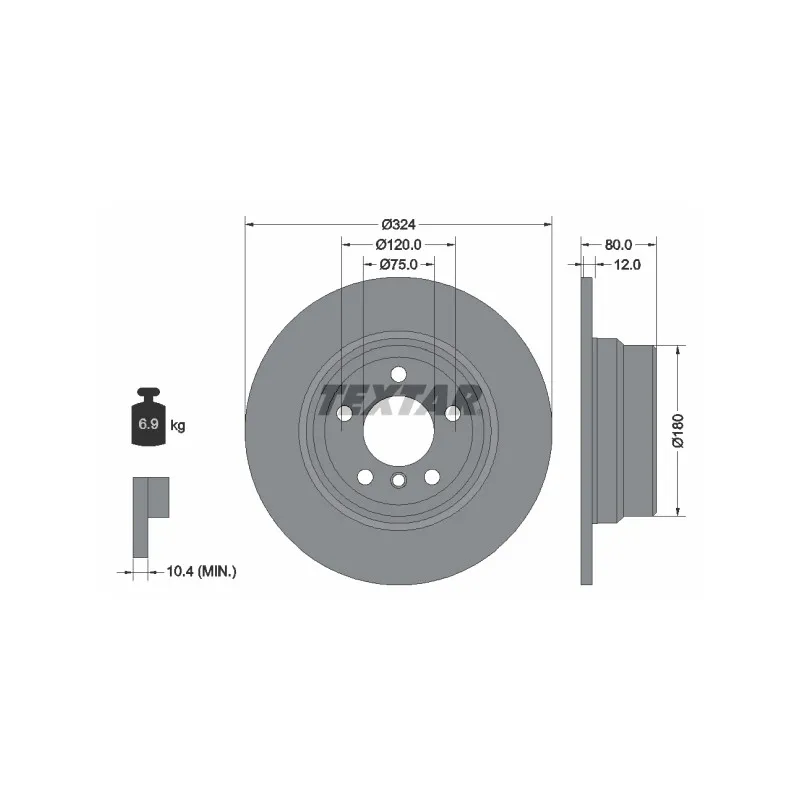 Jeu de 2 disques de frein arrière TEXTAR 92107403