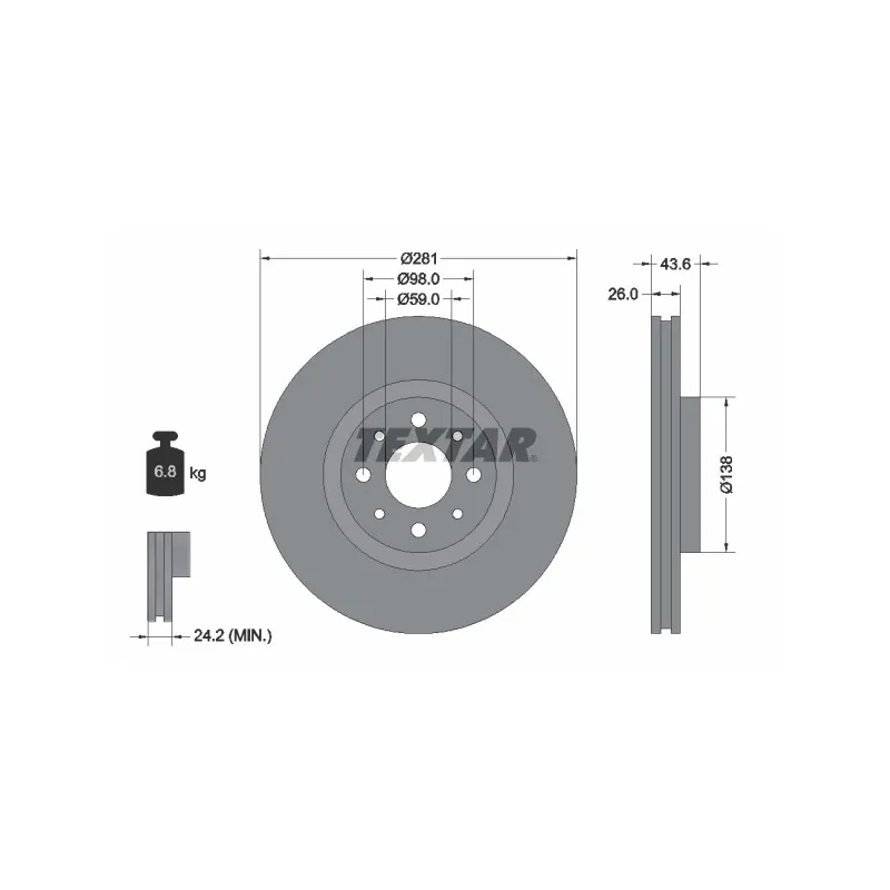 Jeu de 2 disques de frein avant TEXTAR 92107703