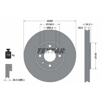 Jeu de 2 disques de frein avant TEXTAR 92107800