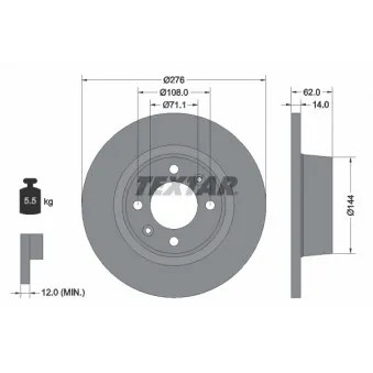 Jeu de 2 disques de frein arrière TEXTAR 92107900