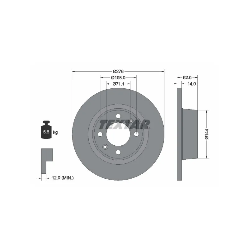 Jeu de 2 disques de frein arrière TEXTAR 92107900