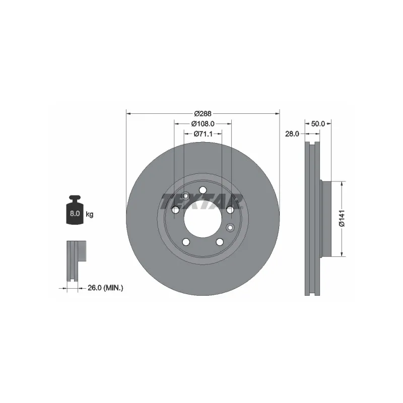 Jeu de 2 disques de frein avant TEXTAR 92108000