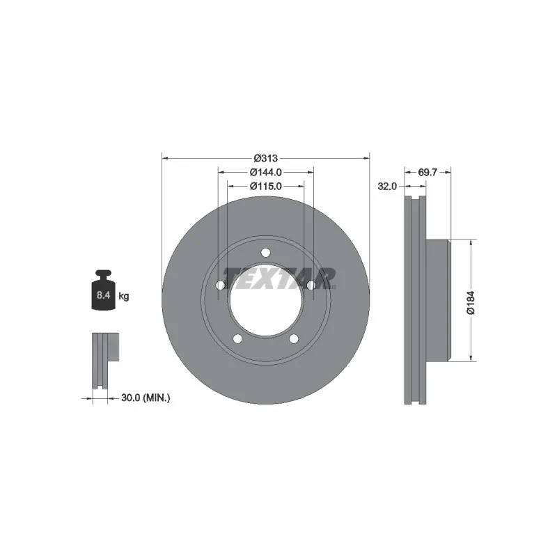Jeu de 2 disques de frein avant TEXTAR 92108103