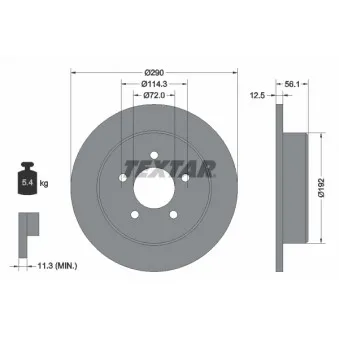 Jeu de 2 disques de frein arrière TEXTAR 92108400